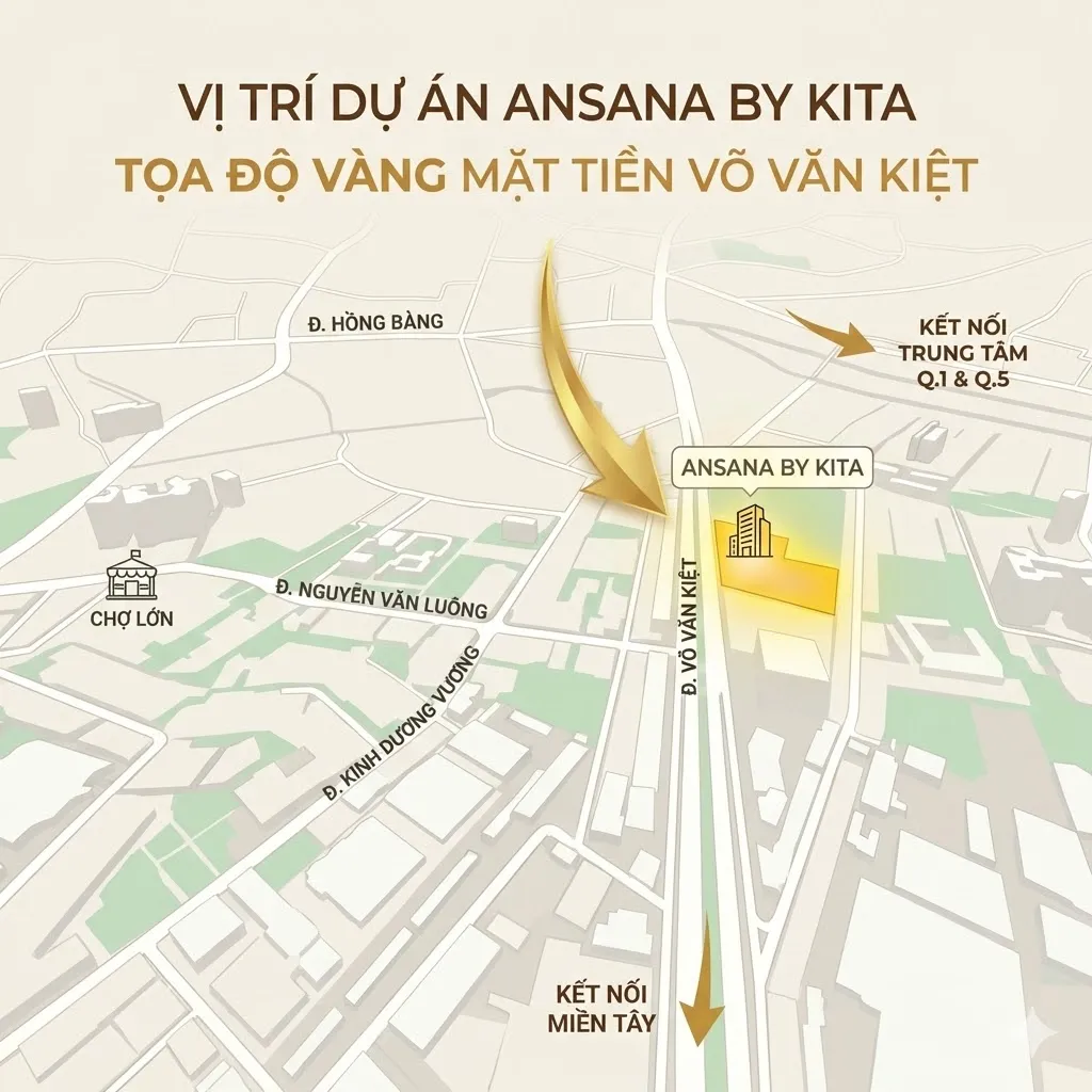 Sơ đồ vị trí mặt tiền Võ Văn Kiệt dự án Ansana By Kita